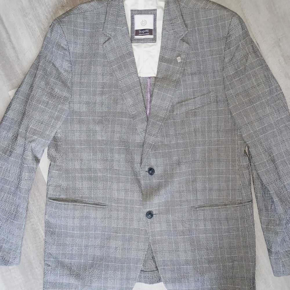 Bugatti Gray Checkered Blazer
